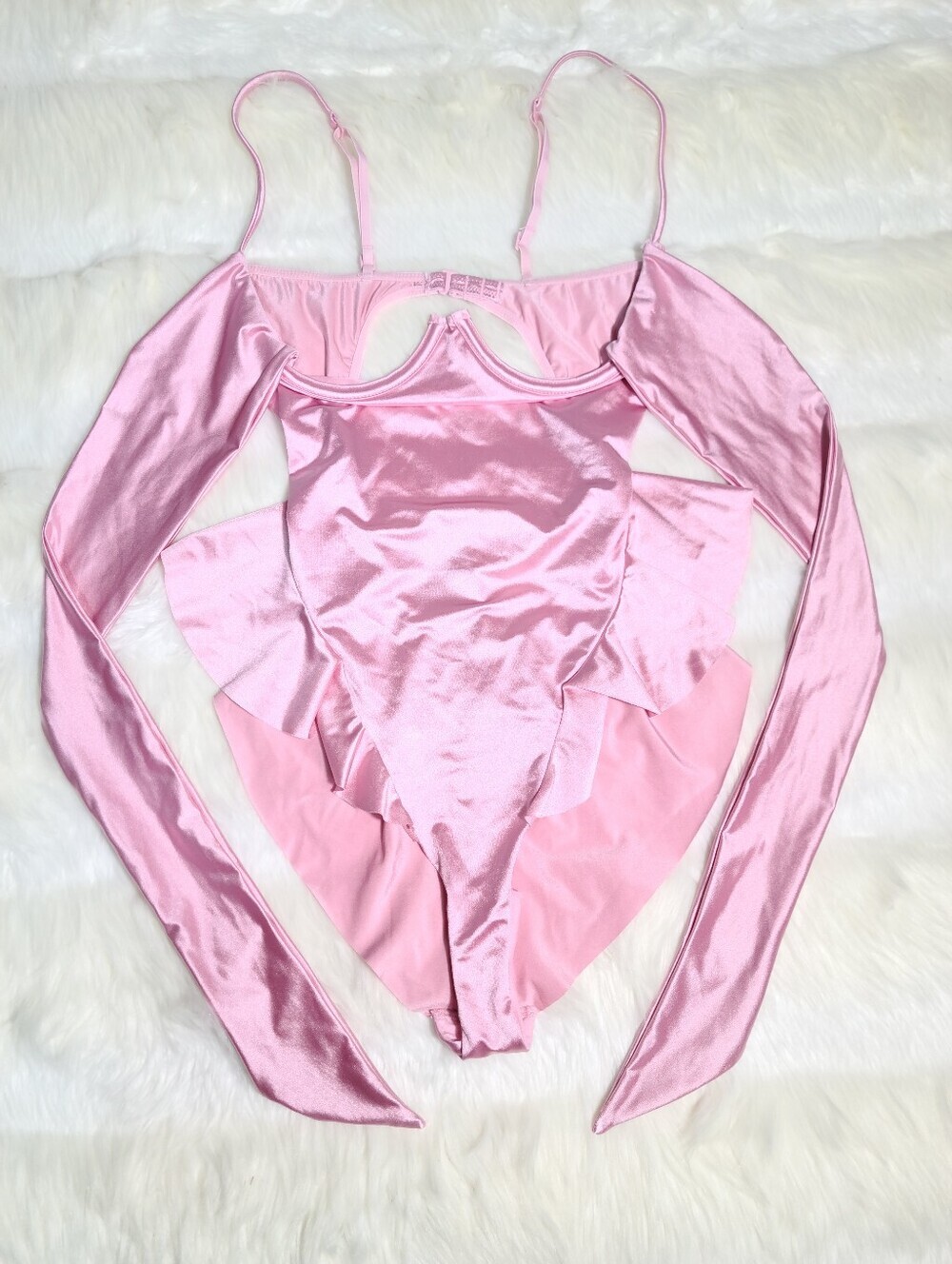 SKIMS Stretch Satin Tie Front Teddy Pink Halite Women XS NEW